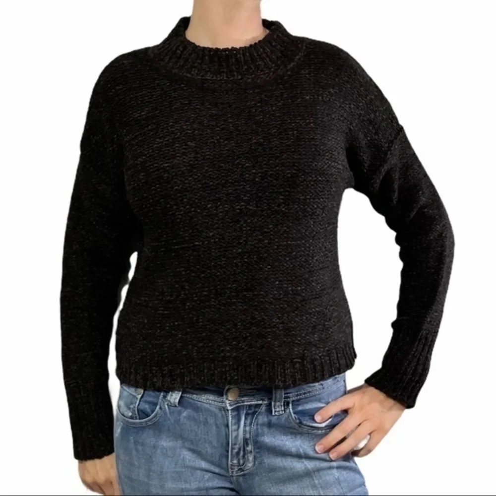 EVELYN TAYLOR Black Mock Neck Sweater Small - Picture 1 of 12